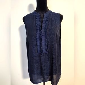 41 Hawthorn - Navy L - Malri Pin Tuck Detail Blouse